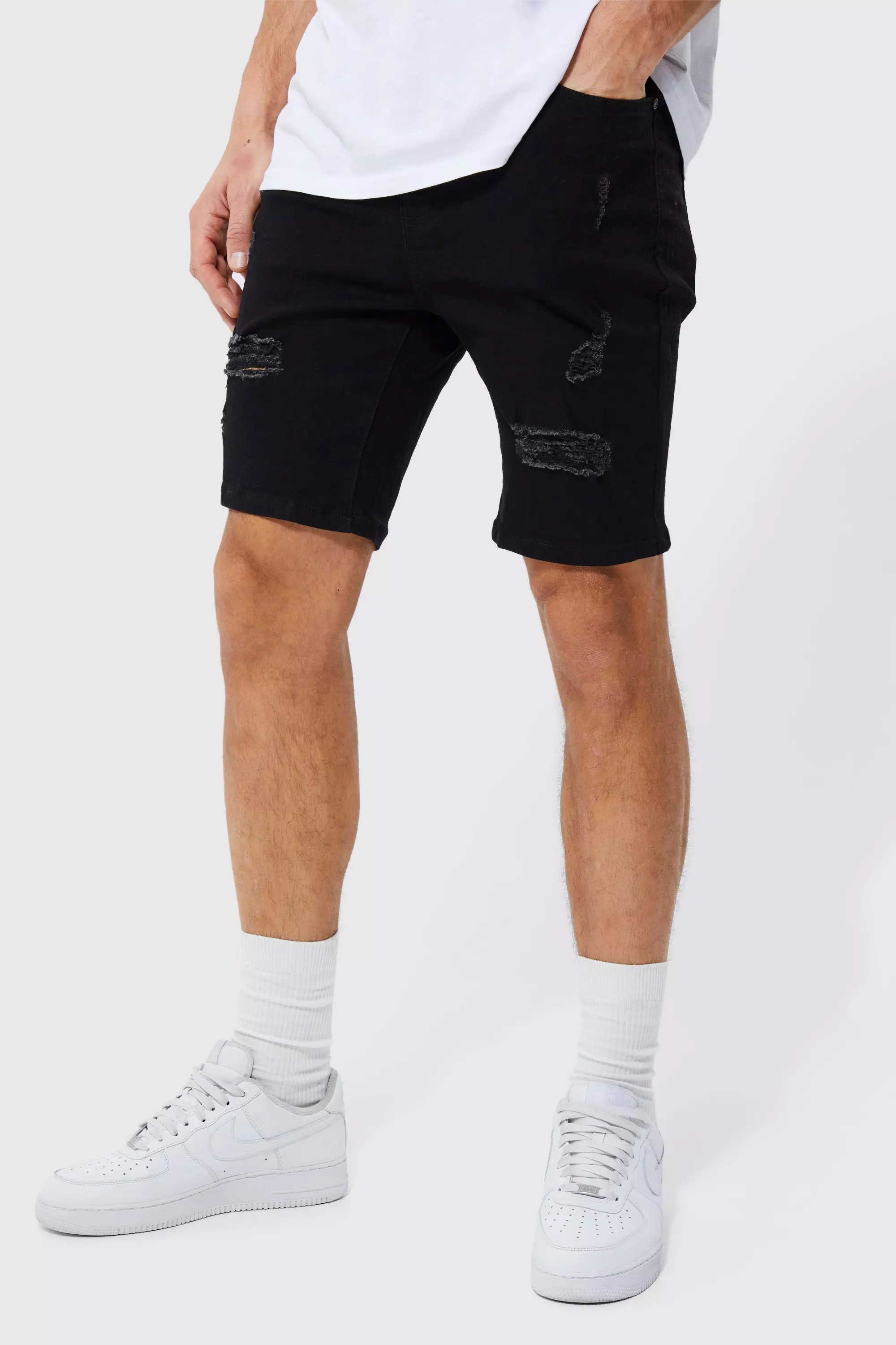 Tall black denim on sale shorts